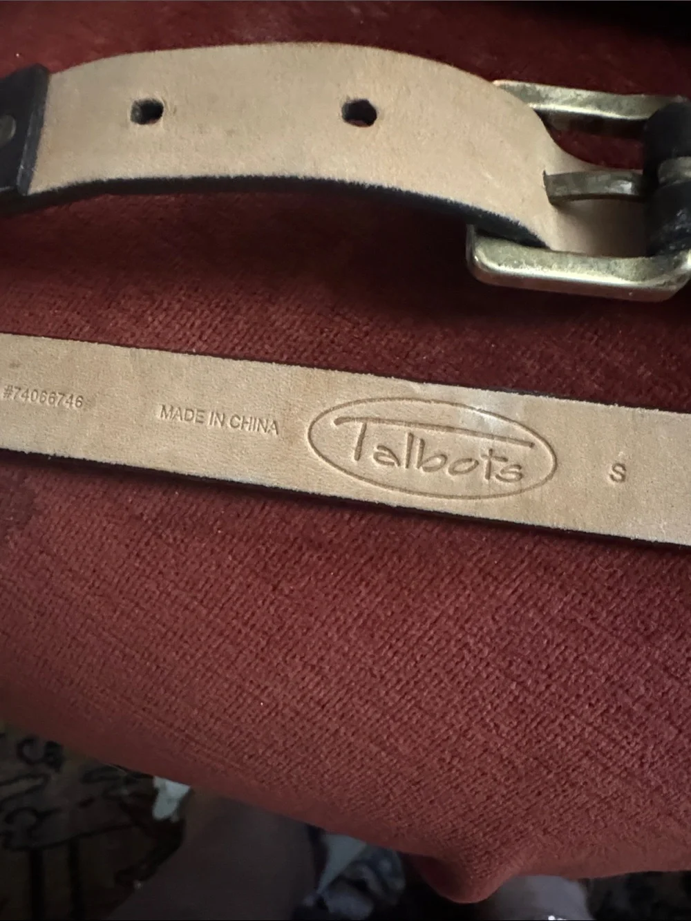 Talbots Black Leather Belt with Gold Chain Accent